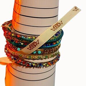 Amrita Singh Loose Bangle Bangle Turquoise Colored Beaded Set of Ten 8.25"